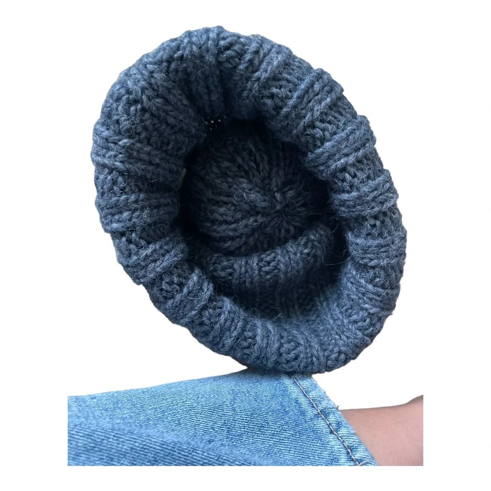 fratellitalli  Alpaca Wool Blend Knit Winter Hat Faux Fur Pom Pom